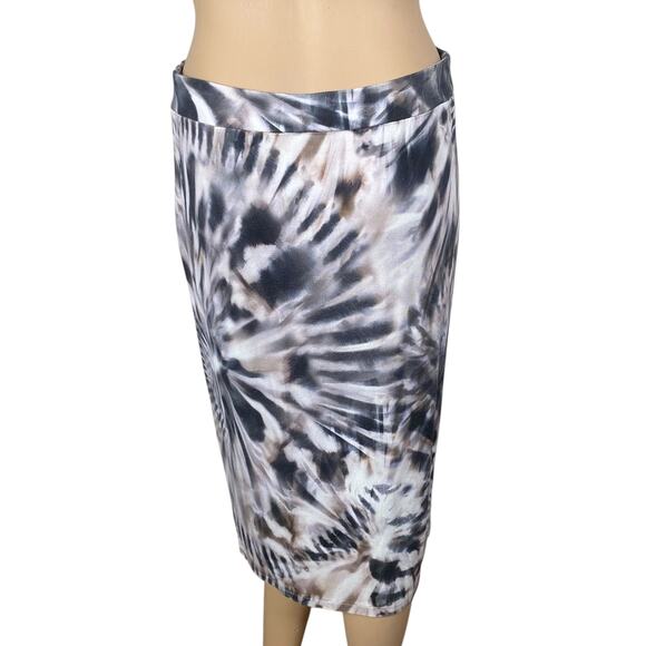Margaret O'Leary White Gray Tie Dye Midi Skirt SZ M - Picture 6 of 8